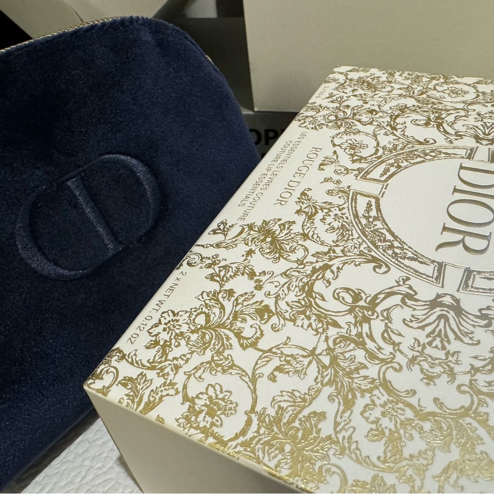 Dior Navy Blue Velvet Make-Up Bag